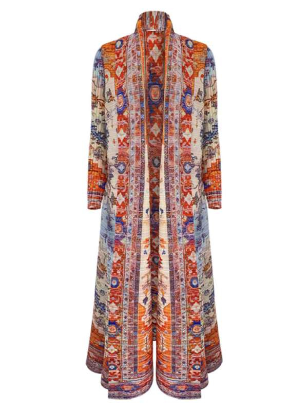 Δημοφιλές Γυναικείο Ρόμπε Abaya Aliexpress Commuter για Άνοιξη και Καλοκαίρι, Νέο, Τυπωμένο, Μακρυμάνικο, Χαλαρό, Πλισέ Ζακέτα