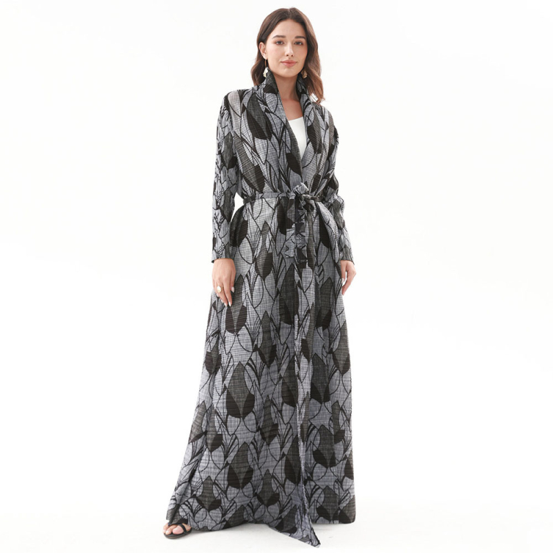 Δημοφιλές Γυναικείο Ρόμπε Abaya Aliexpress Commuter για Άνοιξη και Καλοκαίρι, Νέο, Τυπωμένο, Μακρυμάνικο, Χαλαρό, Πλισέ Ζακέτα