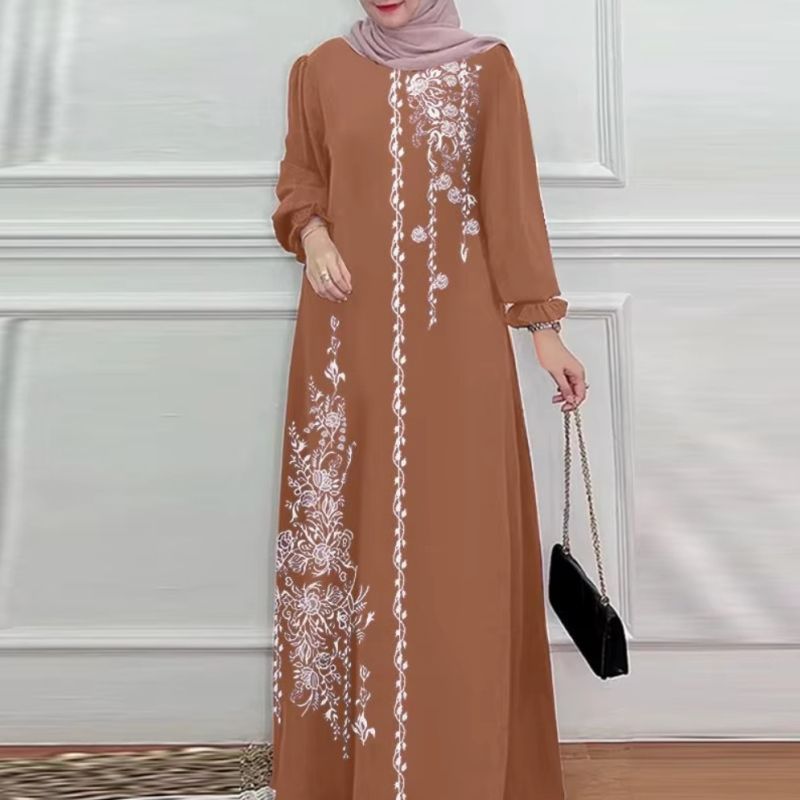 2025 új, spot muszlim köntös délkelet-ázsiai pozicionáló nyomtatású etnikai stílusú retró laza nagyméretű ruha