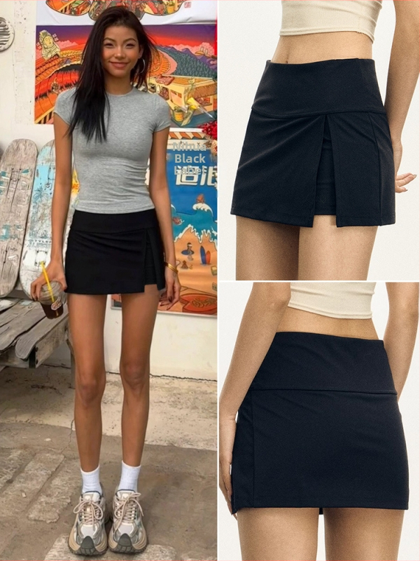 Plyšinės klubų sijono formos moteriškos 2025 m. vasaros sportinės trumpos sijono formos, apsaugančios nuo saulės, teniso sijono, bėgimo, jogos sijono formos kelnės.