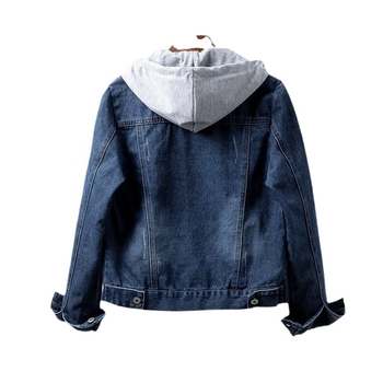 Πραγματική φωτογραφία του 2025 Thai Autum Νέο τζιν μπουφάν για γυναίκες Φθινόπωρο Λεπτό τζάκετ με κουκούλα Casual μπουφάν φοιτητή κοντό τοπ για γυναίκες