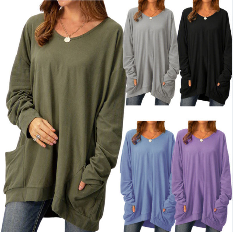 Crossborder 2020 új divatos őszi és téli Amazon Hot Stereo alkalmi kerek nyakú hosszú ujjú ing