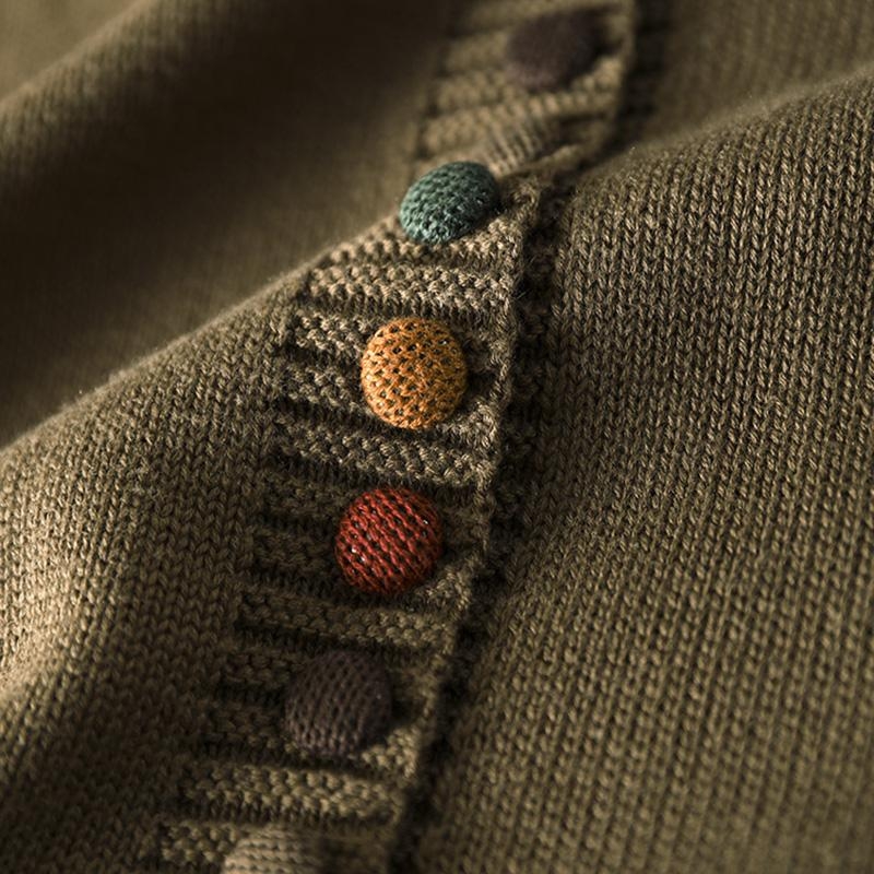 Színes gombos pamut kötött mellény női laza, karcsúsító őszi művészi lezser egymásra rakott ujjatlan mellény