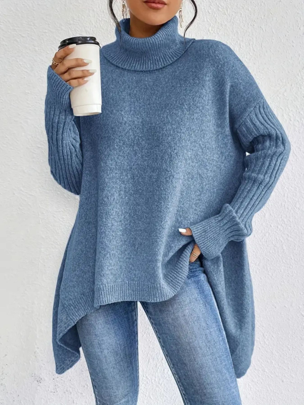 Pulover cu guler înalt leneș în stil coreean Amazon european și american, pentru toamnă și iarnă, elegant, de culoare solidă, cu mânecă lungă, plus mărime, pulover pentru femei