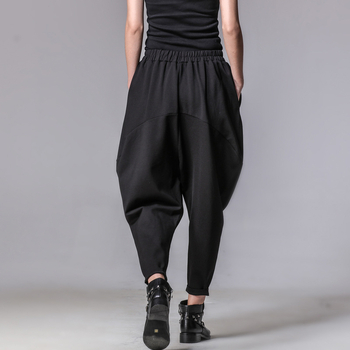 Панталони от тъмна репичка, пролетни и есенни улични модни нови дамски панталони, ежедневни плисирани панталони за отслабване, стеснени бананови панталони, панталони тип „харем“