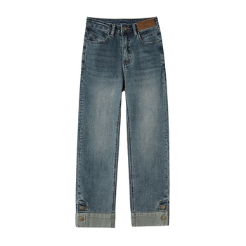 Cementszürke pipafarmer nőknek 2024 őszi új, magas derekú, karcsúsított, nyolcpontos egyenes szabású bagettnadrág