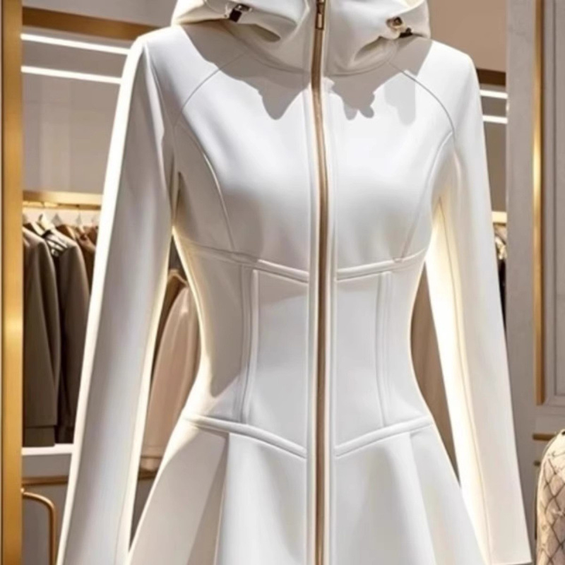 Az idei népszerű, gyönyörű európai fehér kapucnis pulóver, női 2025-ös új tavaszi, egyedi temperamentumos mellény.