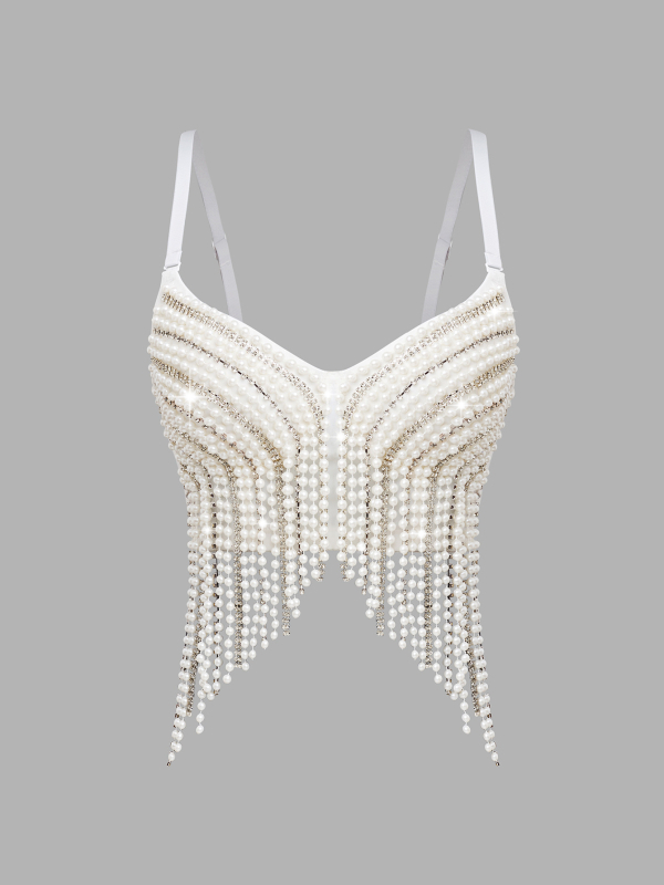 Lu Qiuguo luxus, halszálka mintás, nehéz, gyöngyös, bojtos melltartó, szexi stílusú, gyémánt mintás mellény, DB1728