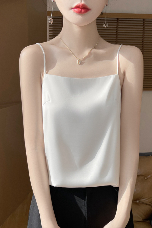 Női trikó belső 2025 új stílusú, egyszavas, szexi, könnyű, luxus, csúcskategóriás, selyem szatén alap ing