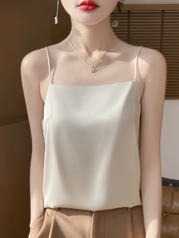 Női trikó belső 2025 új stílusú, egyszavas, szexi, könnyű, luxus, csúcskategóriás, selyem szatén alap ing