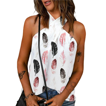 „AliExpress“ karšto išpardavimo europietiški ir amerikietiški moteriški drabužiai. Nauji laisvalaikio stiliaus, aptempti, užtrauktuku nugaroje, kabančiu kaklu, marginti berankoviai siuvinėti palaidinės moterims.