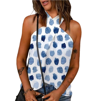 „AliExpress“ karšto išpardavimo europietiški ir amerikietiški moteriški drabužiai. Nauji laisvalaikio stiliaus, aptempti, užtrauktuku nugaroje, kabančiu kaklu, marginti berankoviai siuvinėti palaidinės moterims.