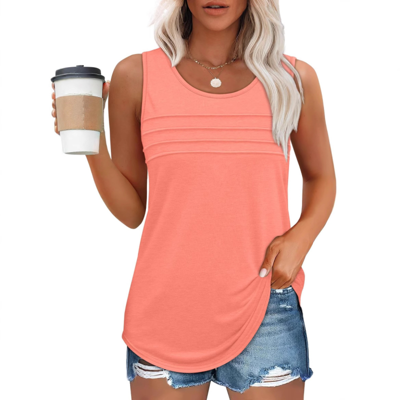2025-ös határokon átnyúló női nyári mellény, ujjatlan, lezser, bő, alacsony, kerek nyakú, elöl rakott, karcsúsított fazon