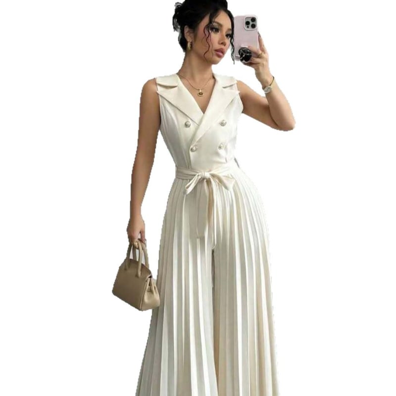 2025-ös európai és amerikai, határokon átnyúló, amazon francia öltönygalléros ruha, elegáns, egyszínű, V-nyakú, fűzős derekú, rakott szoknya
