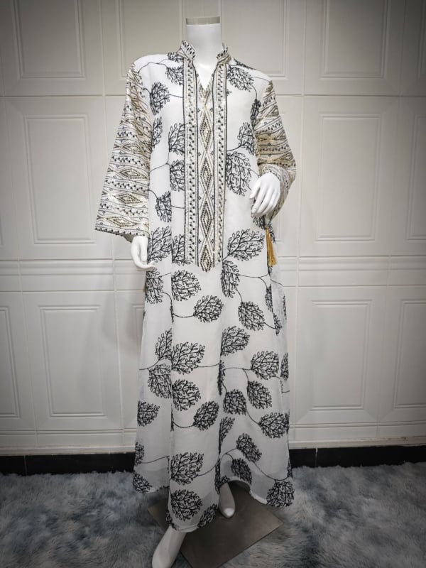 Ab423 Amazon muszlim hímzett, flitteres köntös, plus size női európai és amerikai határokon átnyúló ruha, közel-keleti, új stílus