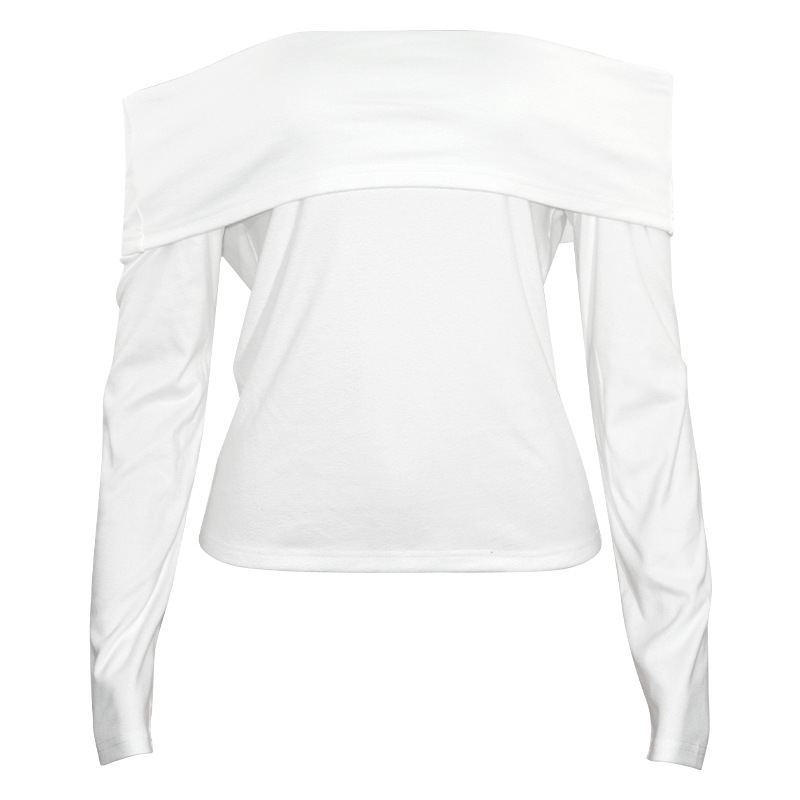 W192TP Szexi Spice 2024 Őszi Új Egyszínű Vállpántos Hosszú Ujjú Polár Vállpántos Női Póló