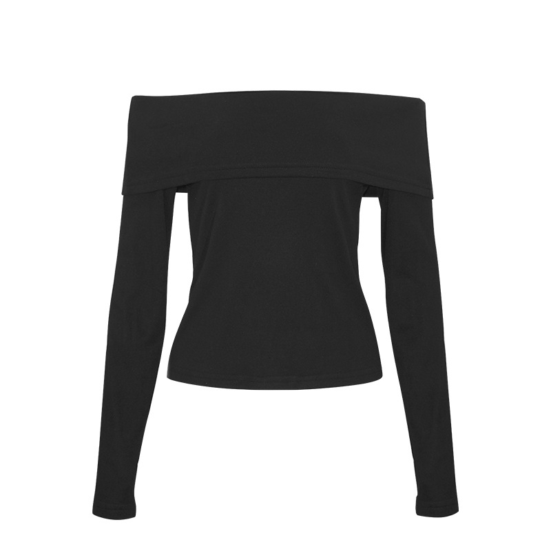 W192TP Szexi Spice 2024 Őszi Új Egyszínű Vállpántos Hosszú Ujjú Polár Vállpántos Női Póló