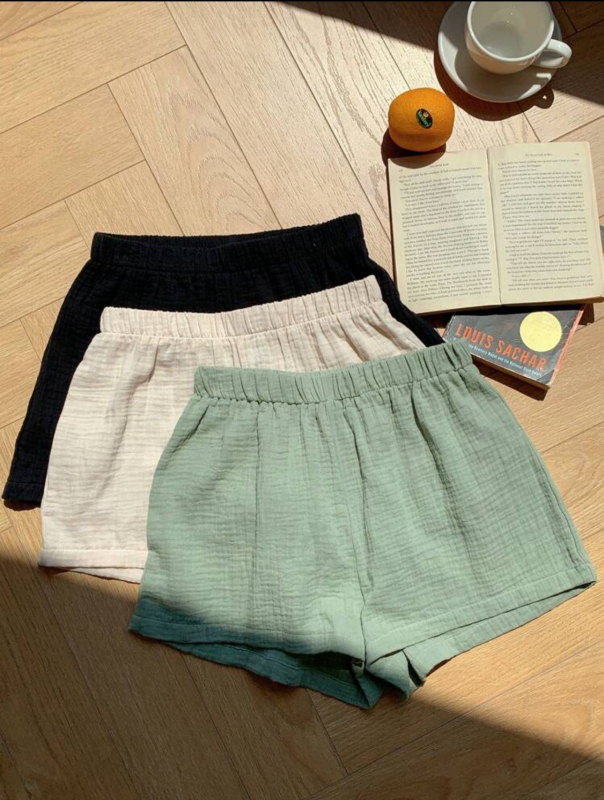 2025 Amazon határokon átnyúló, egyszínű, lezser, új rövidnadrág, női nyári, laza, háromirányú, lezser otthoni viselet