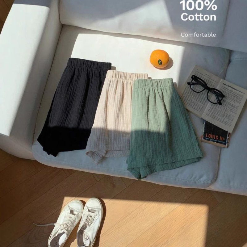 2025 Amazon határokon átnyúló, egyszínű, lezser, új rövidnadrág, női nyári, laza, háromirányú, lezser otthoni viselet