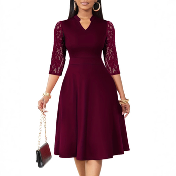 Kis megrendelésre szabott Amazon új export női elegáns A-vonalú ruha csipke illesztés alkalmi ruha ajándék