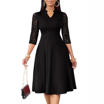 Μικρή παραγγελία Προσαρμοσμένο Amazon New Export Γυναικείο Κομψό Φόρεμα σε Γραμμή Α με Δαντέλα και Δαντέλα, Δώρο για Δώρα