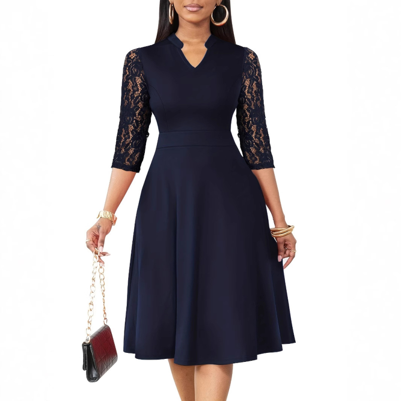 Kis megrendelésre szabott Amazon új export női elegáns A-vonalú ruha csipke illesztés alkalmi ruha ajándék