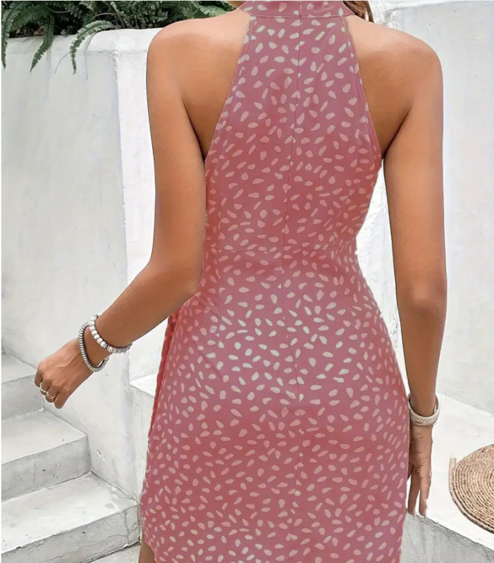 2025 Amazon határokon átnyúló robbanások Európában és Amerikában csipkés, pöttyös, rakott ruha, ujjatlan, derekú, lógó nyakú ruha