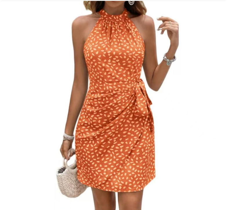 2025 Amazon határokon átnyúló robbanások Európában és Amerikában csipkés, pöttyös, rakott ruha, ujjatlan, derekú, lógó nyakú ruha