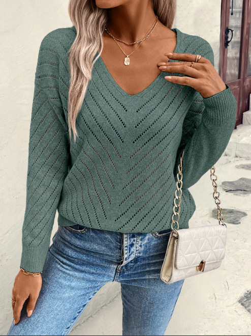 Europietiški ir amerikietiški rudens ir žiemos nauji megztiniai, tuščiaviduriai laisvi laisvalaikio megztiniai moterims, ilgomis rankovėmis megztiniai rudens ir žiemos paltai