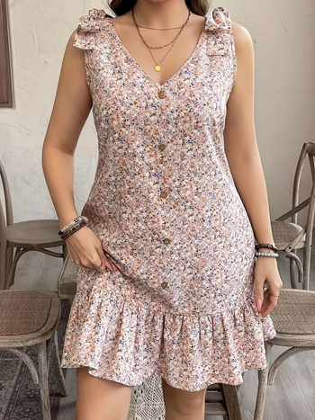 Διασυνοριακά ευρωπαϊκά και αμερικανικά ρούχα Καλοκαιρινή μίνι φούστα με βολάν, φλοράλ, μποέμικη φούστα θαλάσσης, φόρεμα με τιράντες