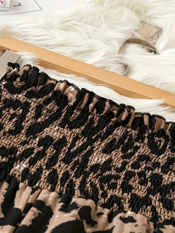 Трансгранична външна търговия фабрика Европа и Съединените щати 2025 нови дамски панталони с леопардов принт ежедневни панталони с еластична талия, широки панталони