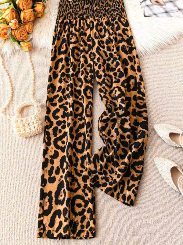 Piiriülese väliskaubanduse tehas Euroopast ja Ameerika Ühendriikidest 2025. aasta uued naiste leopardimustriga vabaajapüksid, elastse vöökohaga lahtised laiad püksid