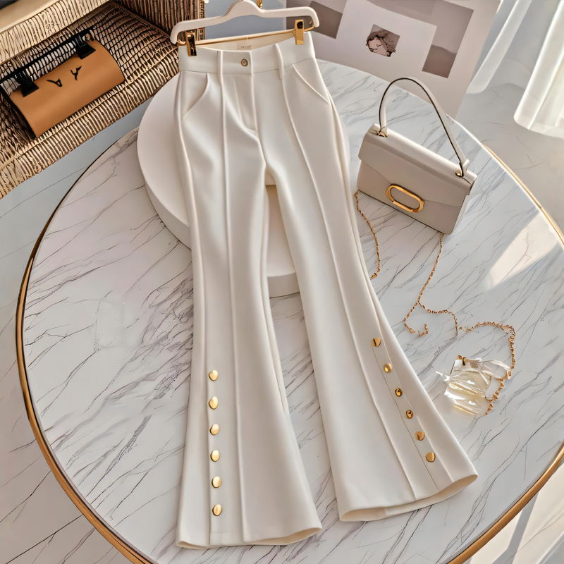 Nove hlače s mikro-proširenjem za jesen i zimu, bijele odijelne hlače za žene, moderne široke hlače s baršunom i zadebljanjem