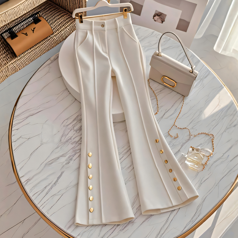 Nove hlače s mikro-proširenjem za jesen i zimu, bijele odijelne hlače za žene, moderne široke hlače s baršunom i zadebljanjem