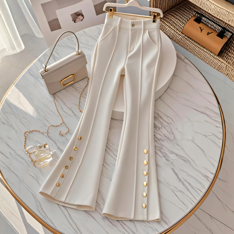 Nove hlače s mikro-proširenjem za jesen i zimu, bijele odijelne hlače za žene, moderne široke hlače s baršunom i zadebljanjem