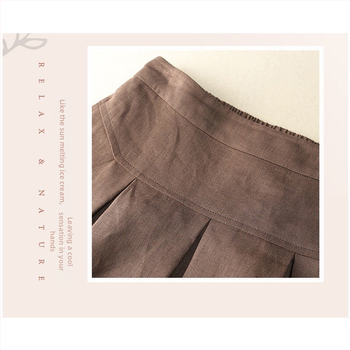 Λεπτή, φαρδιά φούστα από βαμβάκι και λινό, νέο στυλ, καλλιτεχνική, ρετρό, απλή, χαλαρή φούστα, αδυνατιστική, μεσαίου μήκους, για γυναίκες