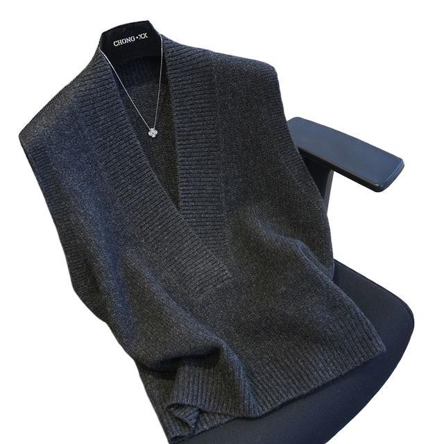 Internetes híres, minden mérkőzésre alkalmas, egyszínű, könnyű, luxus ujjatlan mellény, kötött pulóver, V-nyakú, hétköznapi mellény, divatos, elegáns spandex