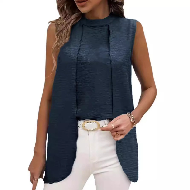 Trendi, nagy eladású, határokon átnyúló női, szabálytalan mintás, kétrészes ing új dizájnnal, drapézott felsőrésszel, sokoldalú