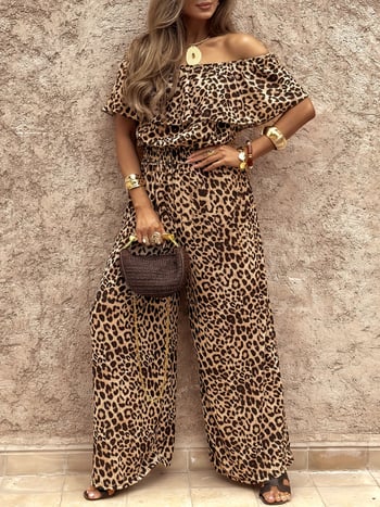 Európai és amerikai 2025 Amazon határokon átnyúló külkereskedelmi divatos leopárdmintás új női nyári overál nadrág