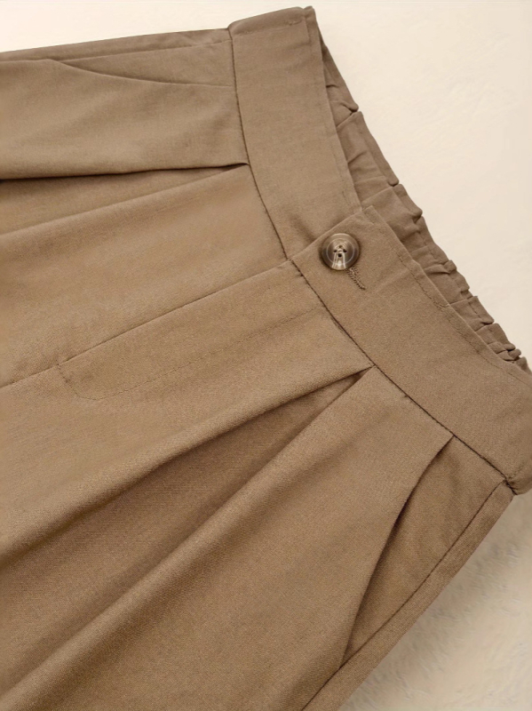 Retro pamut és lenvászon bő szárú női rövidnadrág, vékony, félig rugalmas, magas derekú, laza, sokoldalú, lezser, ötpontos szabású nadrág