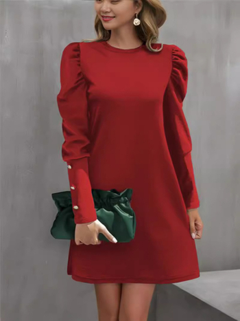 Γυναικεία Ρούχα για Διασυνοριακές Ευρωπαϊκές και Αμερικανικές Περιοχές 2024 Ανεξάρτητη Ιστοσελίδα Amazon Φθινόπωρο και Χειμώνας Νέα Μπλούζα με Στρογγυλή Λαιμόκοψη και Φουσκωτά Μανίκια με Κουμπιά και Μακρύ Μανίκι