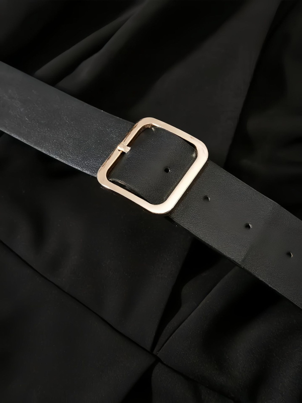 2025 őszi új stílusú elegáns, elegáns, francia stílusú, exkluzív, különleges alkalmi fekete öves ruha