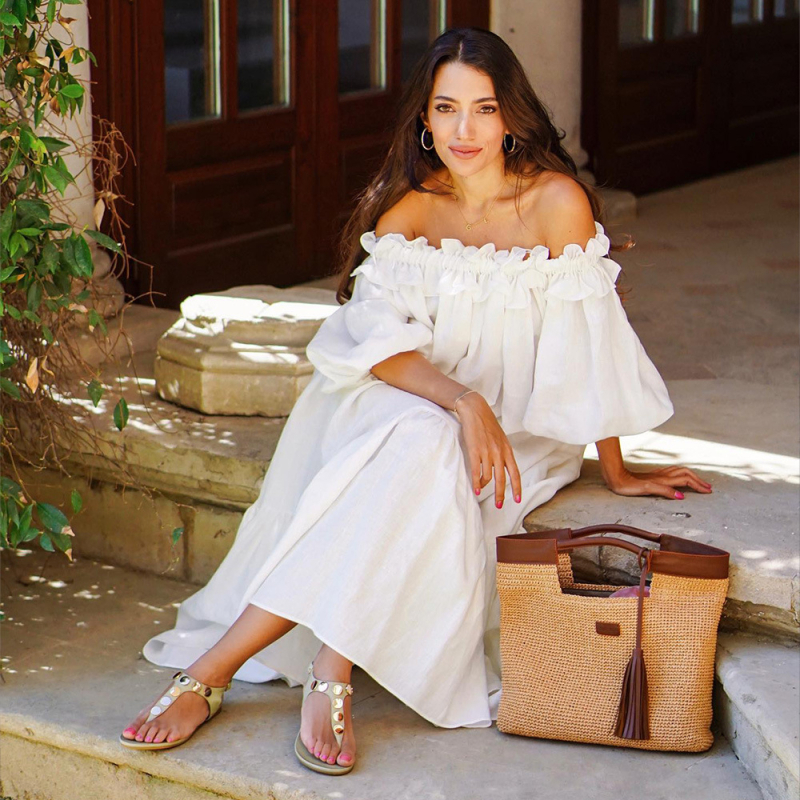 Határokon átnyúló, 2024-es tavaszi és nyári, európai és amerikai női, váll nélküli, szexi, buborékos ujjú, egyszínű, csipkés, nyaraló, strandruha