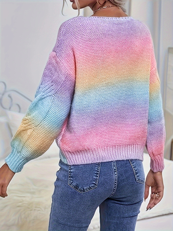 Cross-Border 2025 Twist őszi japán retró dizájnú, lusta stílusú, laza, rövid kötött, színátmenetes dzseki