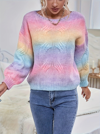 Cross-Border 2025 Twist őszi japán retró dizájnú, lusta stílusú, laza, rövid kötött, színátmenetes dzseki