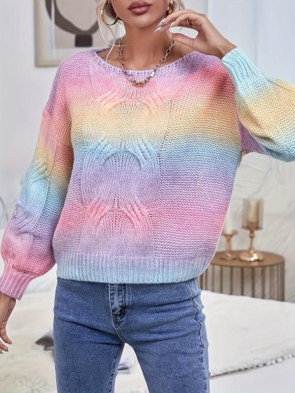 Cross-Border 2025 Twist őszi japán retró dizájnú, lusta stílusú, laza, rövid kötött, színátmenetes dzseki