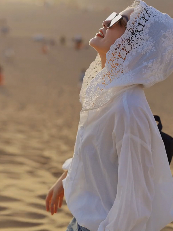 Tricou de protecție solară cu mânecă lungă, croșetat cu goluri, în stil francez, pentru femei, bluză de vară lejeră și la modă, top subțire și elegant