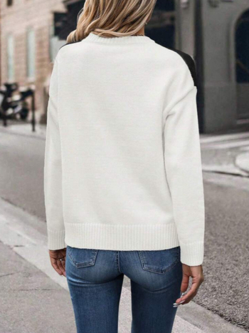 Európai és amerikai külkereskedelmi őszi ruhák női színben illeszkedő pulóver kötött pulóver kereknyakú felső Amazon export