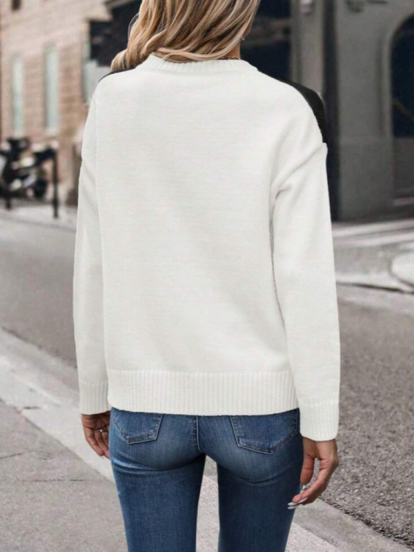 Európai és amerikai külkereskedelmi őszi ruhák női színben illeszkedő pulóver kötött pulóver kereknyakú felső Amazon export