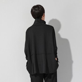 Instagram stílusú európai és amerikai divatos női ruházat tavaszi és őszi új sötét hosszú ujjú póló laza középhosszú húzózsinóros szűk derekú karcsúsító felső